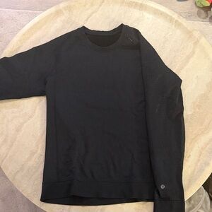 lululemon athletica quilted Men's Black Crewneck Sweater